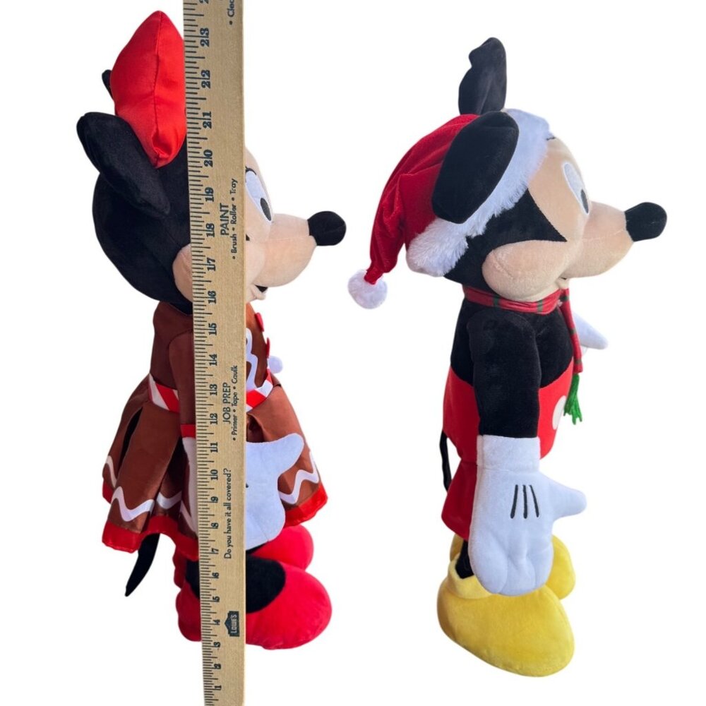 Disney Holiday Mickey & Minnie Mouse Plush Dolls 24" Christmas Decor Set - Picture 12 of 12